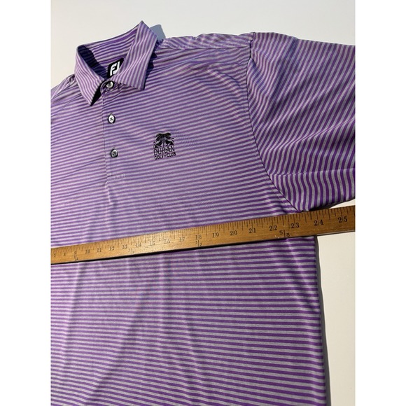 Footjoy Men's Duran Country Club Golf Polo Size Large Purple Grey Stripes - Picture 3 of 8